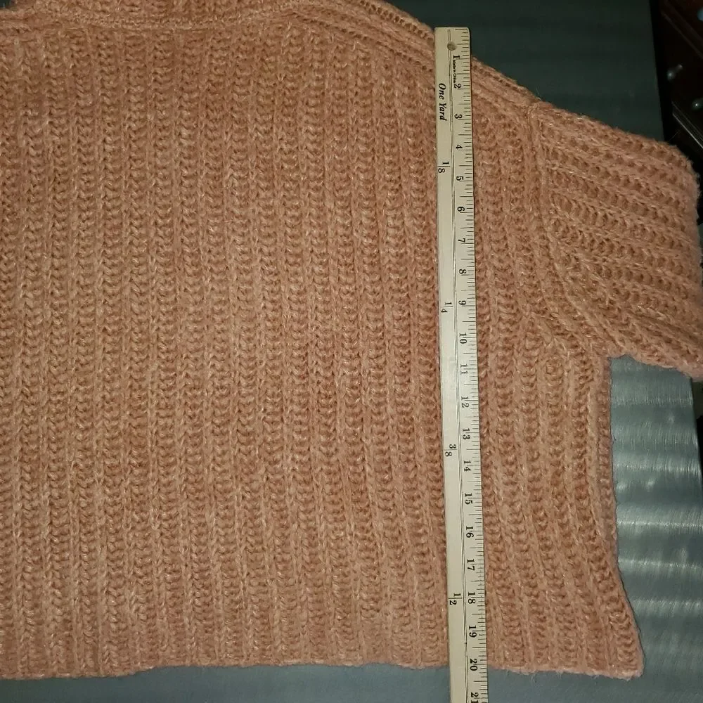Free People Fluffy Fox Sweater Papaya Alpaca Wool Blend cowl neck chunky XS